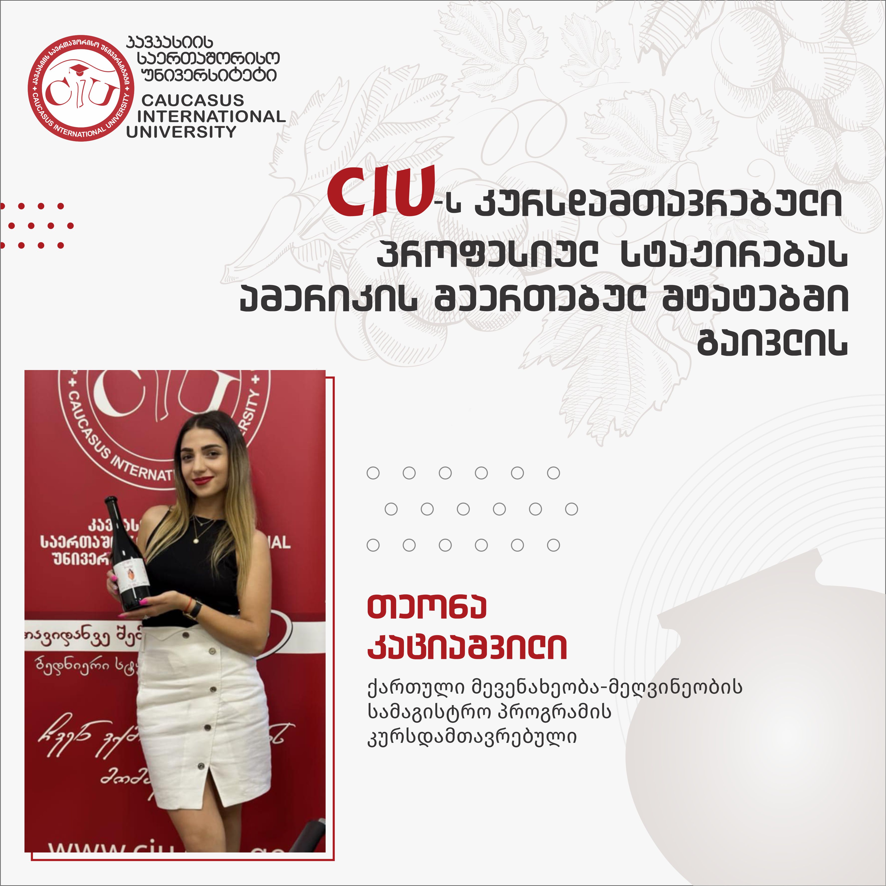 Teona Katsiashvili Will Do Professional Internship in the United States of America