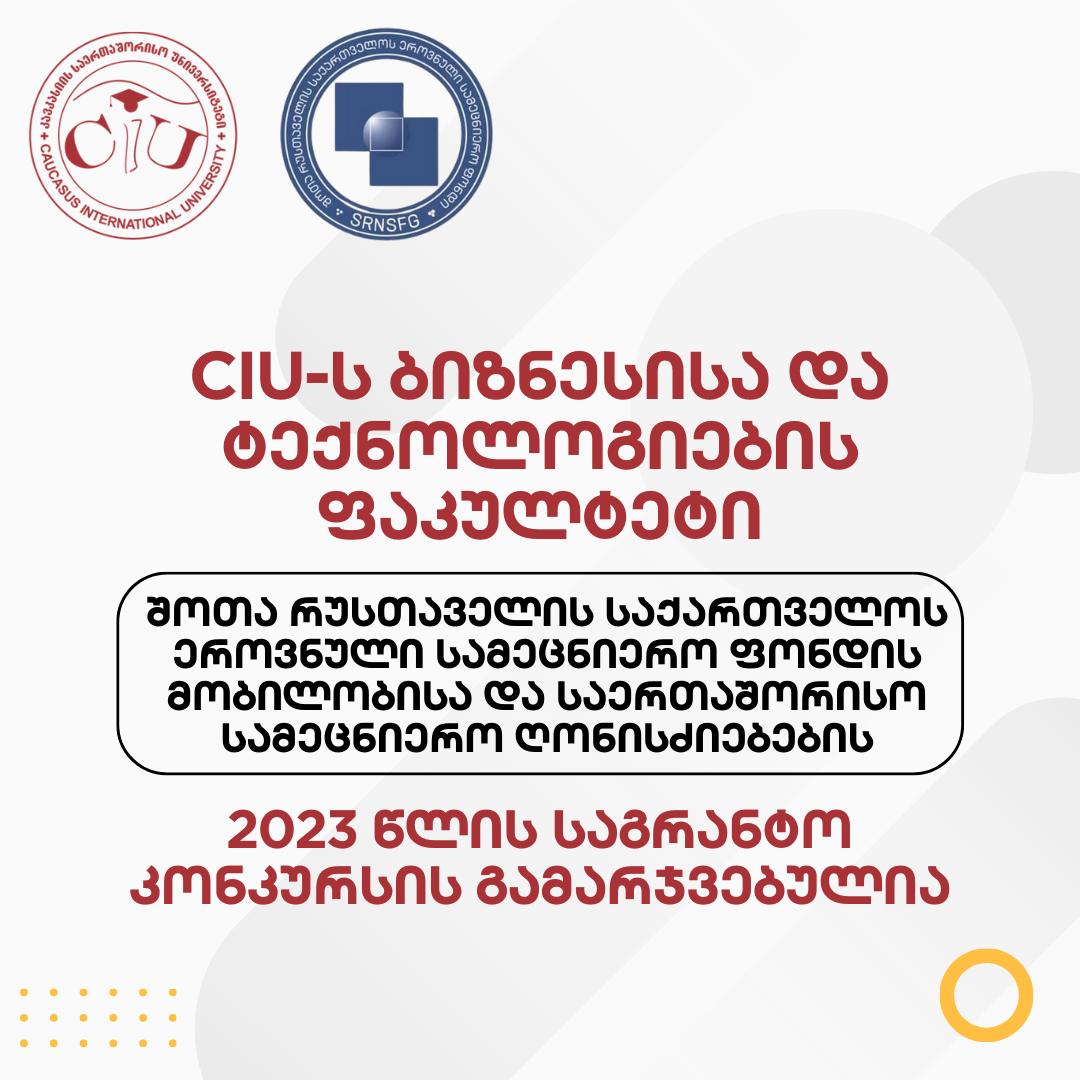 CIU Faculty of Business and Technology is the Winner of Shota Rustaveli National Science Foundation of Georgia Grant Competition